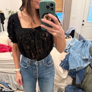 Free People Black Lace Bodysuit